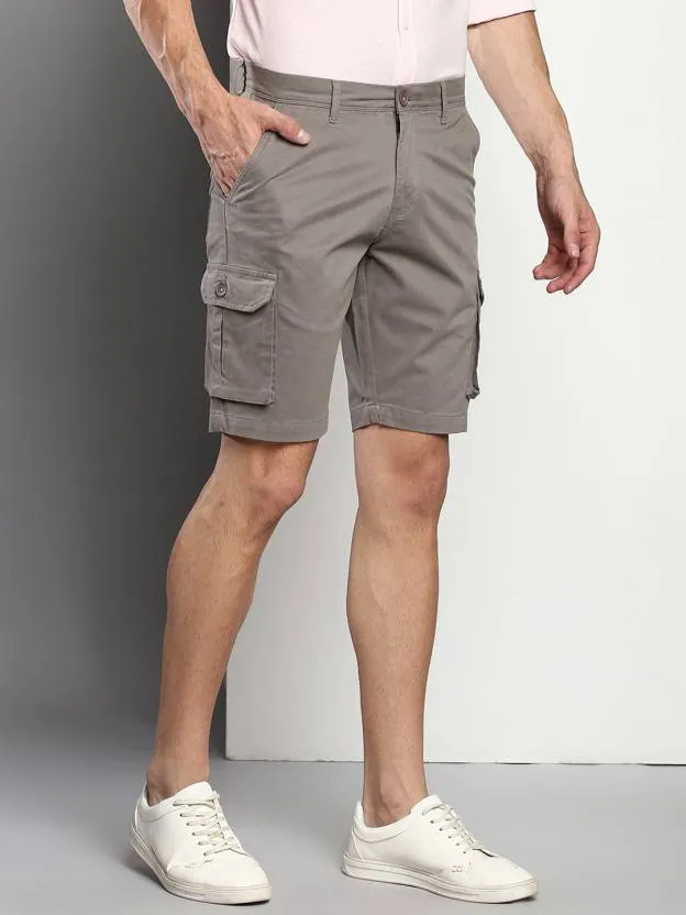 Men's Grey Slim Fit Cargo Shorts