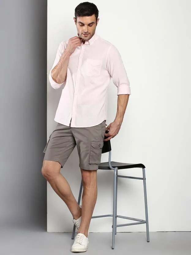 Men's Grey Slim Fit Cargo Shorts