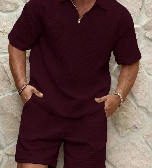 Men's Short Sleeve Zippered Set | Stylish Outfits