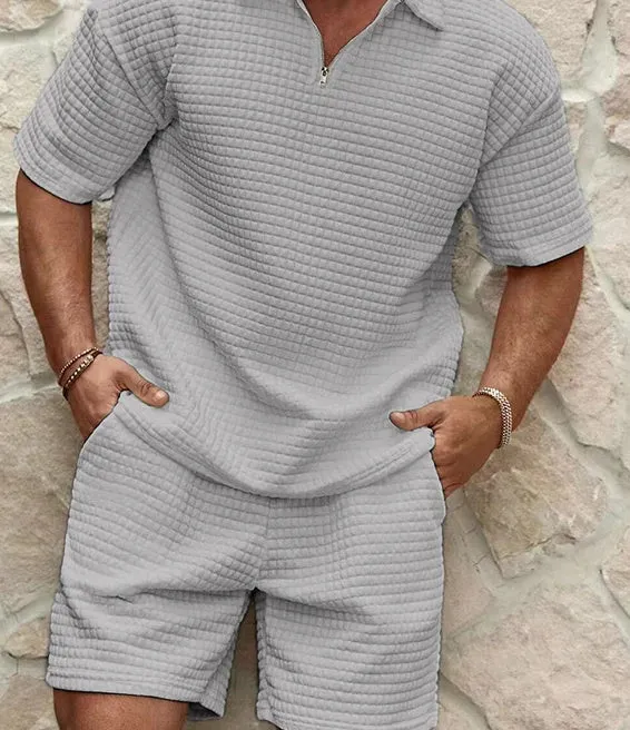 Men's Short Sleeve Zippered Set | Stylish Outfits