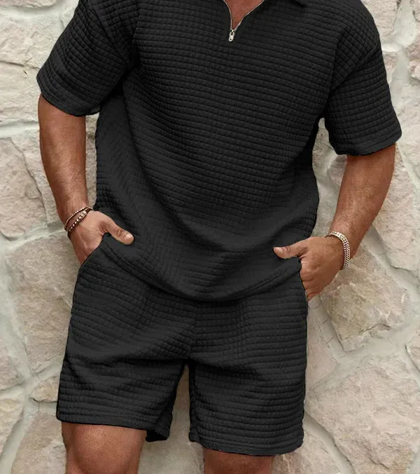 Men's Short Sleeve Zippered Set | Stylish Outfits