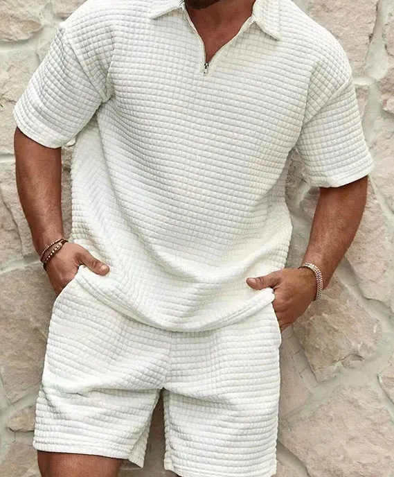 Men's Short Sleeve Zippered Set | Stylish Outfits