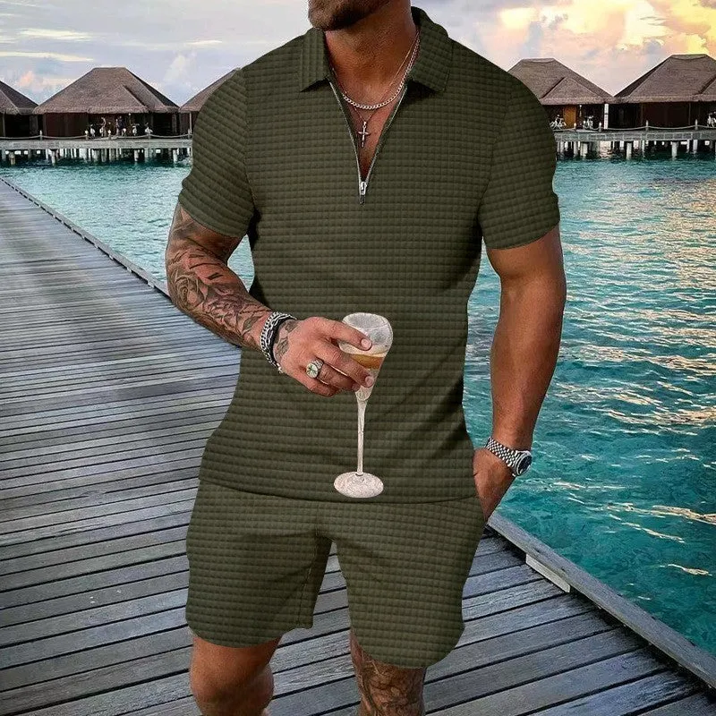 Men's Short Sleeve Zippered Set | Stylish Outfits