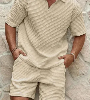 Men's Short Sleeve Zippered Set | Stylish Outfits