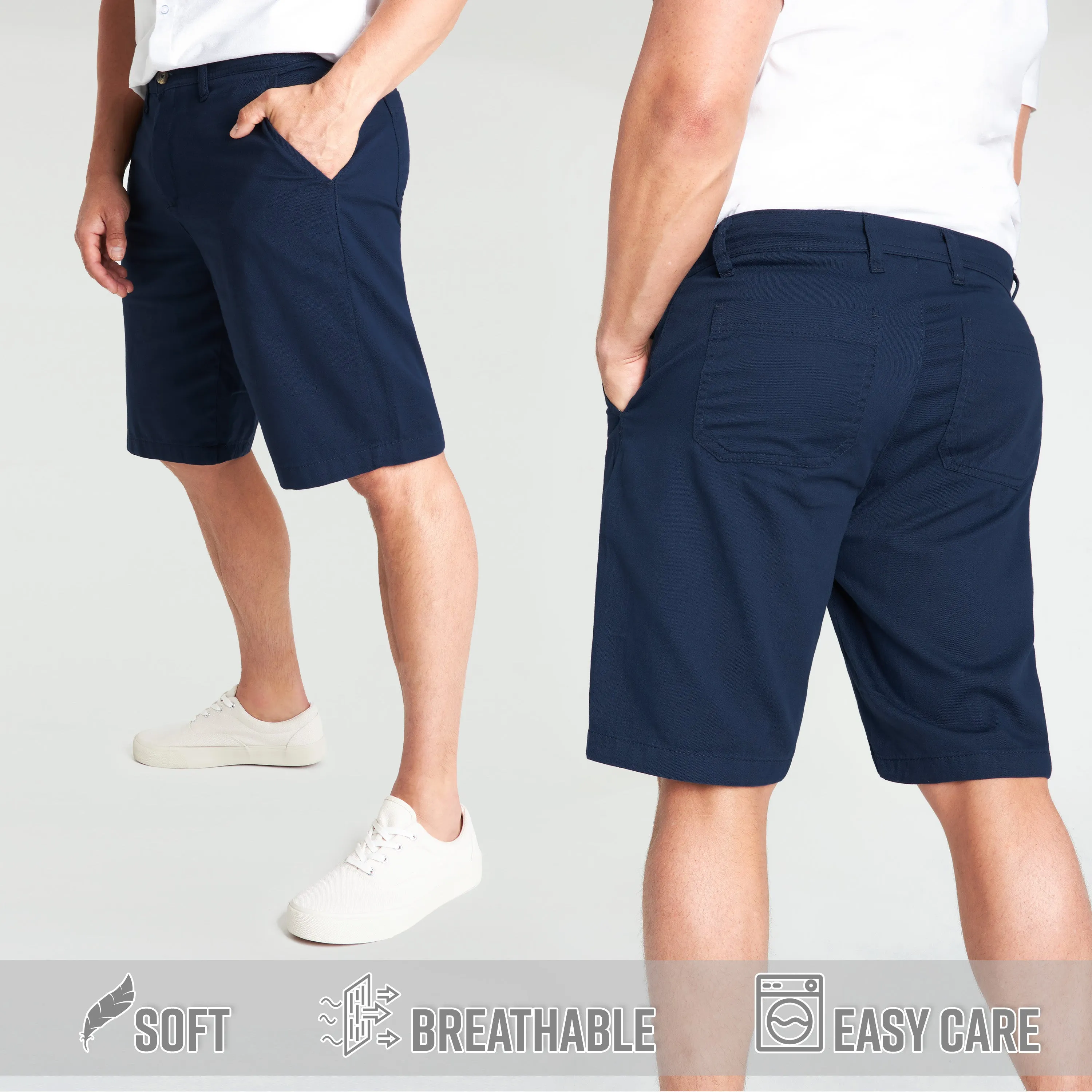 Mens Shorts with Pockets,  Cotton Chino Shorts for Men