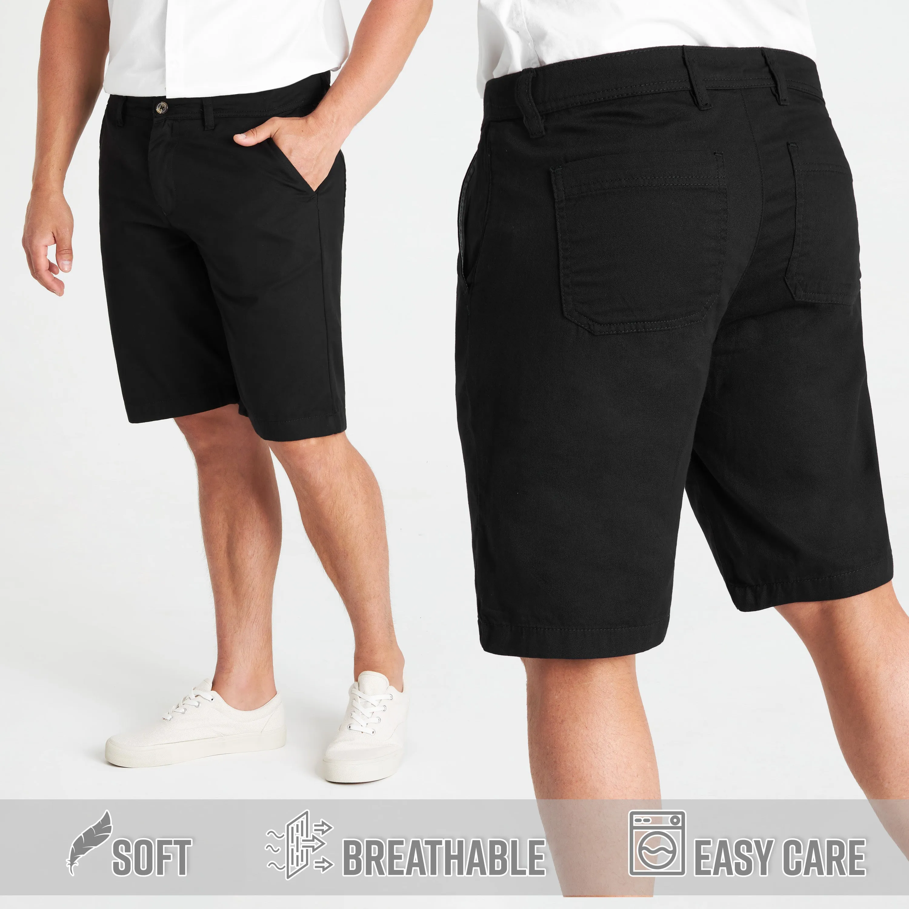 Mens Shorts with Pockets,  Cotton Chino Shorts for Men