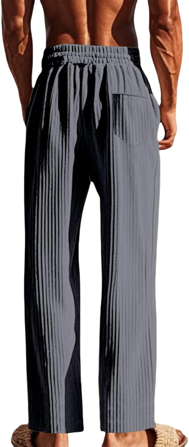 Mens Stretch Pants Relaxed Fit Breathable Sweatpants 2025 Trendy Workout Trousers Casual Drawstring Elastic Waist