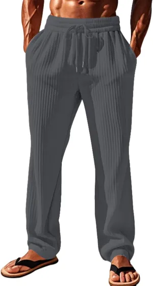 Mens Stretch Pants Relaxed Fit Breathable Sweatpants 2025 Trendy Workout Trousers Casual Drawstring Elastic Waist