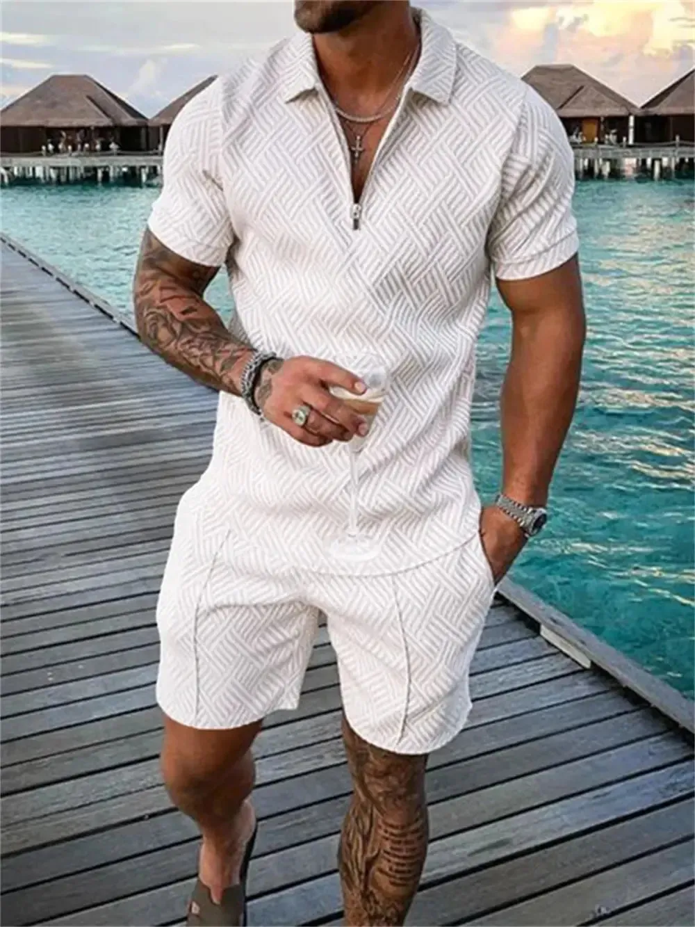 Men's Two-Piece Summer Shirt & Short Set