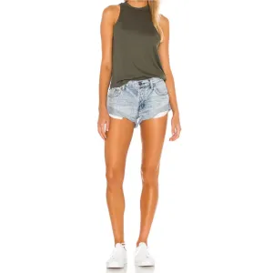 Mid Rise Cuffed Denim Shorts For Casual Wear