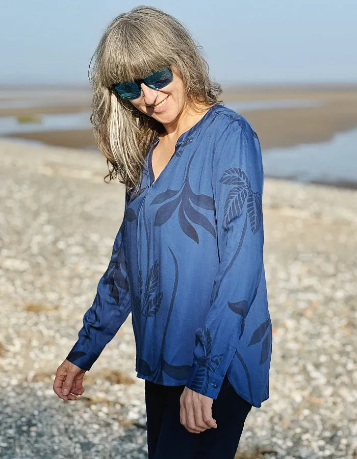 Milano Indigo Leaf Blouse