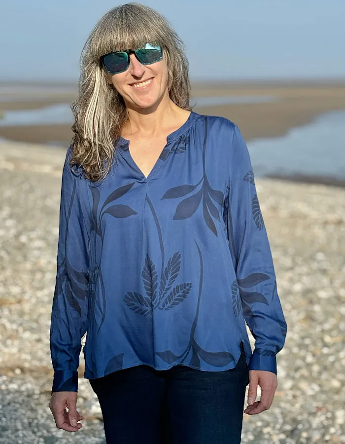 Milano Indigo Leaf Blouse