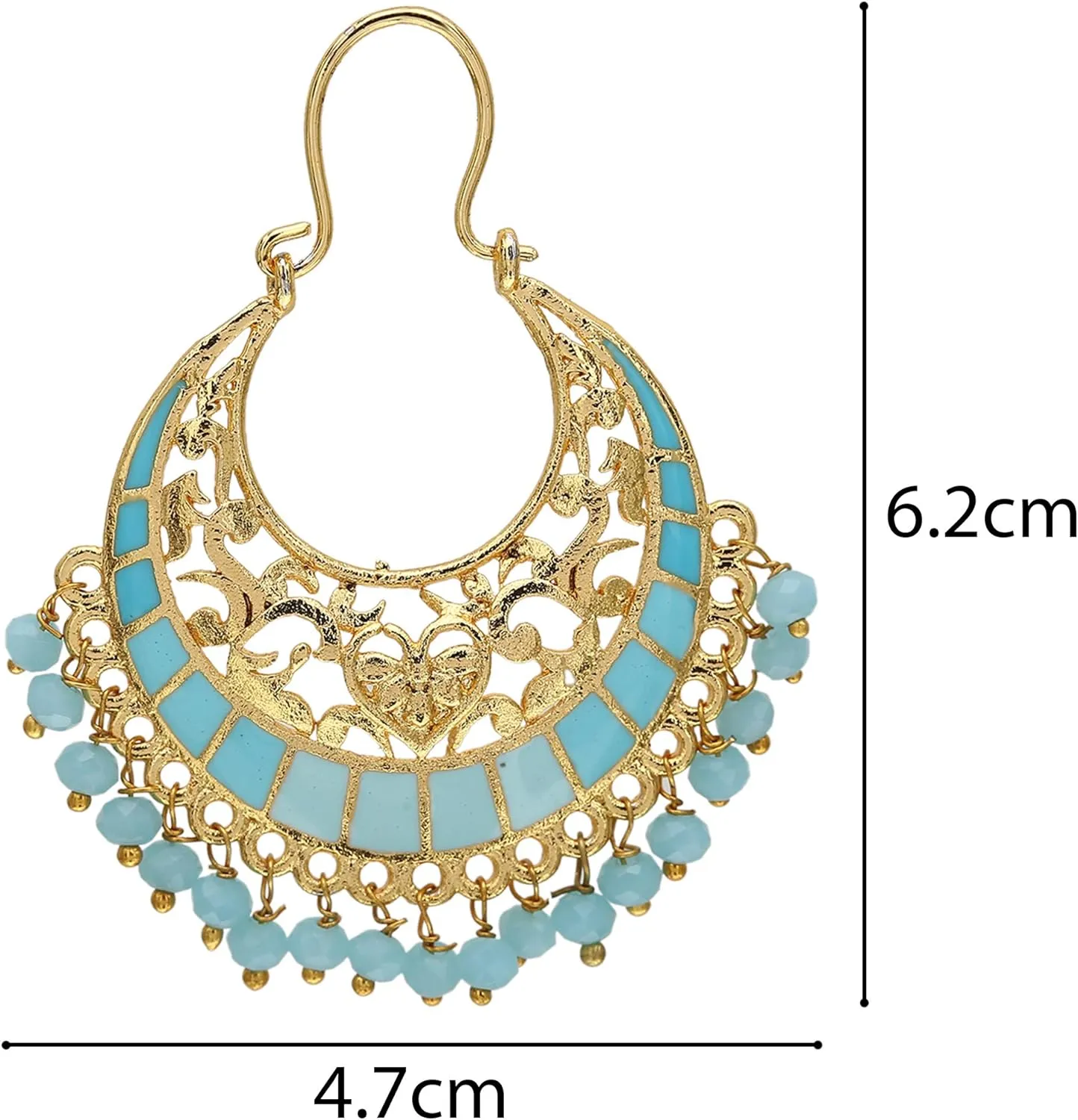 Moonstruck Traditional Indian Chandbali Kundan Hoop Earrings With Pearls for Women