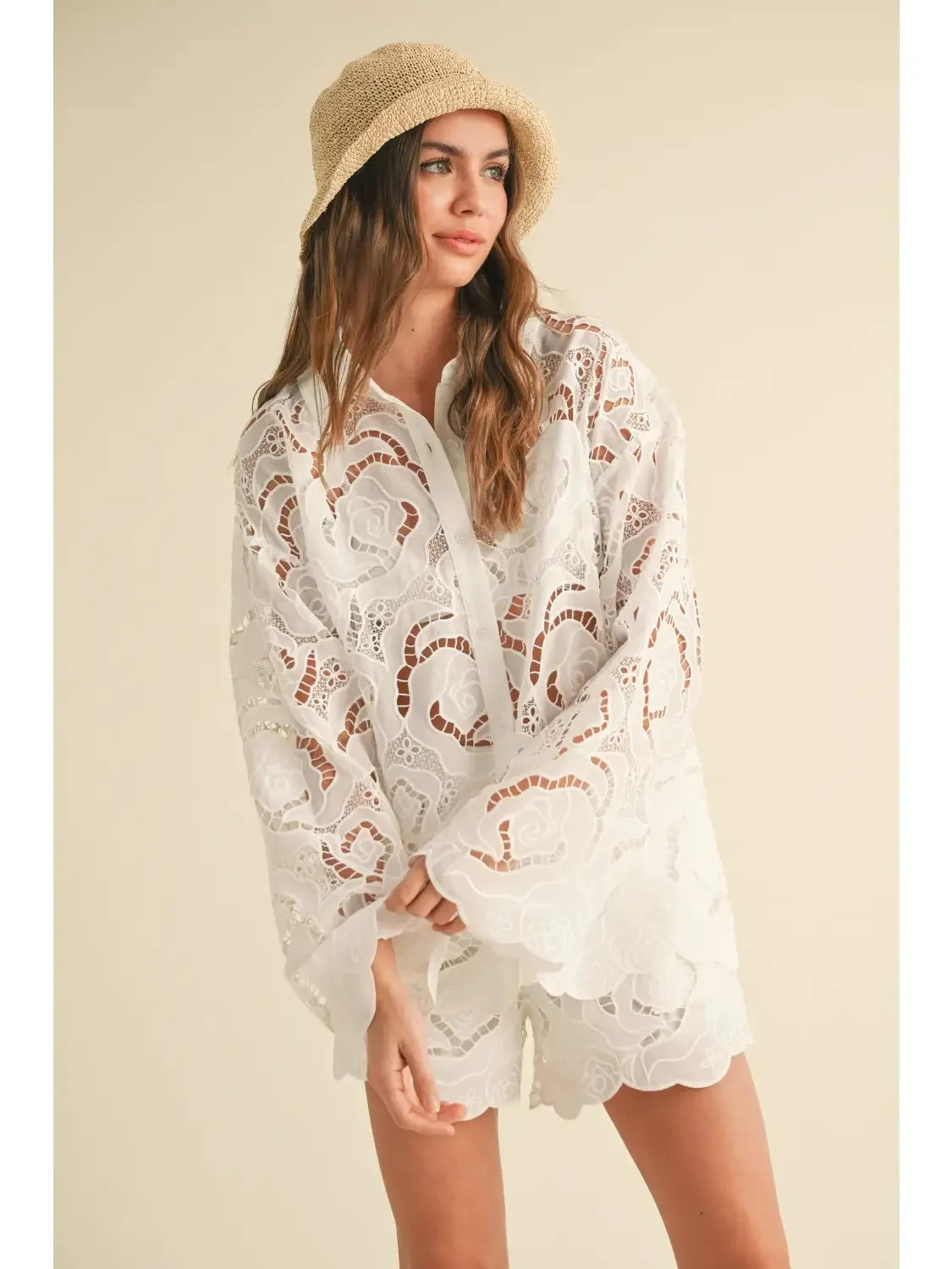 NB Floral Eyelet Pattern Shirts