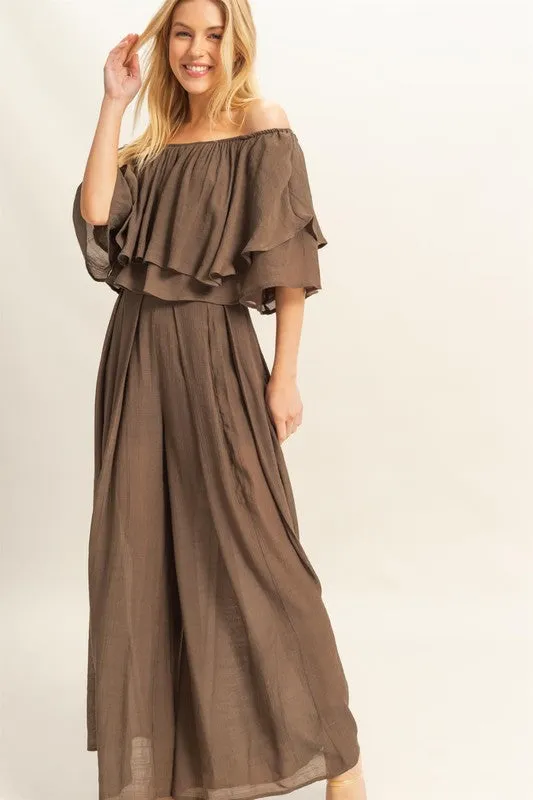 Off The Shoulder Blouse And Pants Set