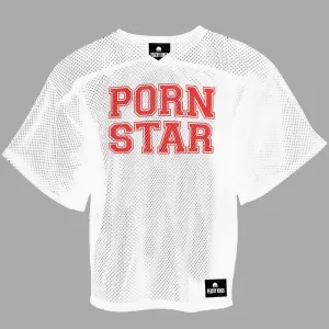 Peachy Kings Porn Star mesh cropped football jersey white