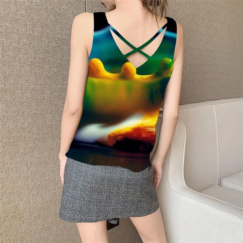Pigment Tank Top Women Colorful Anime Clothes Harajuku Sleeveless 3d
