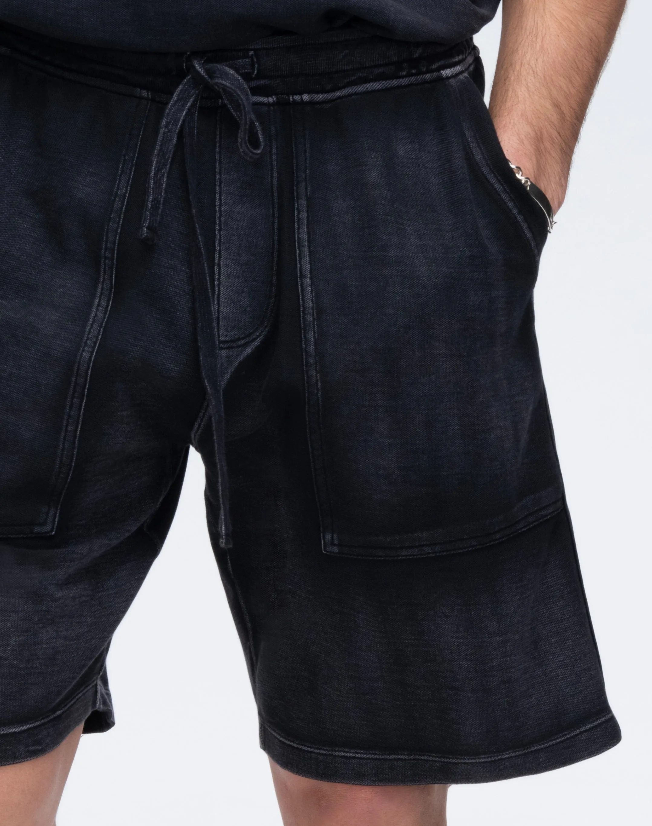 Pique Patch Pocket Shorts - Black