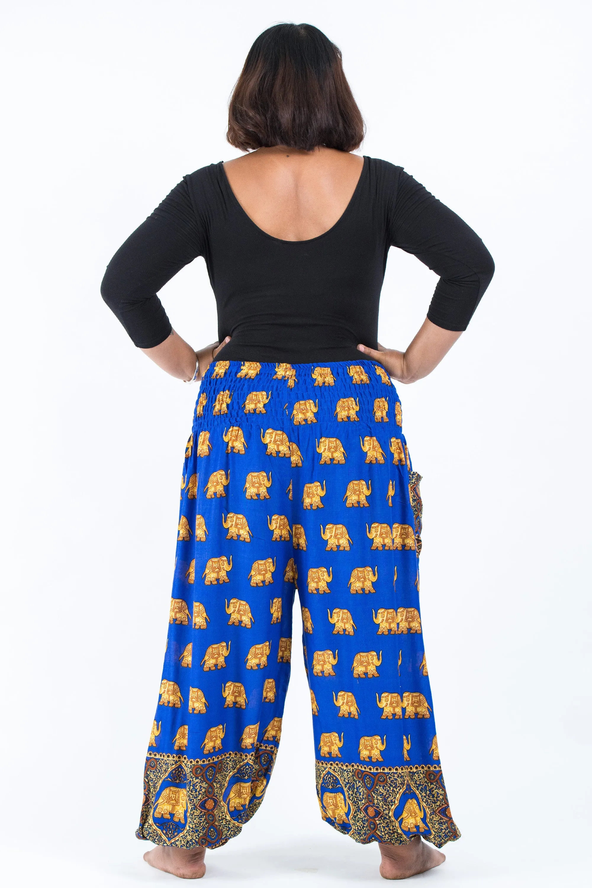 Plus Size Golden Elephant Women's Elephant Pants in Blue