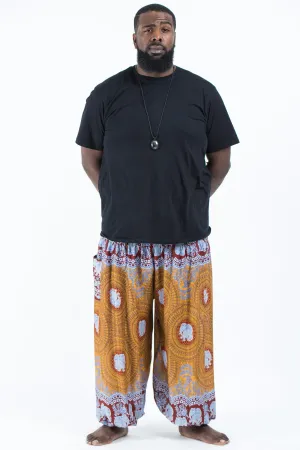 Plus Size Mandala Elephant Men's Elephant Pants in Bronze