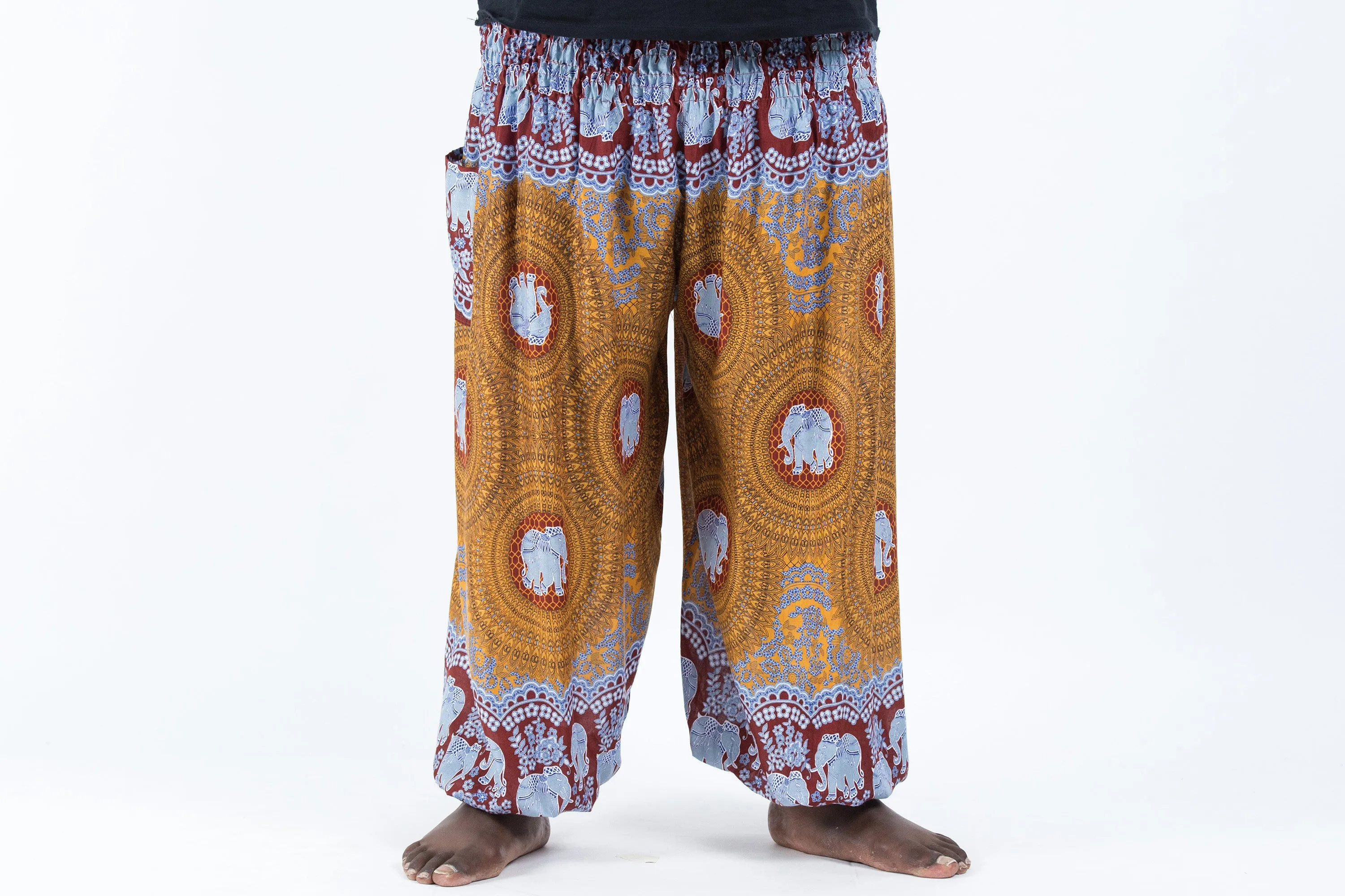 Plus Size Mandala Elephant Men's Elephant Pants in Bronze