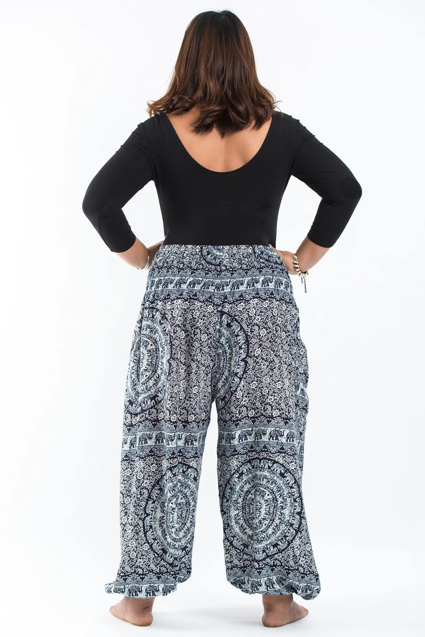 Plus Size Paisley Elephant Women's Elephant Pants in Blue