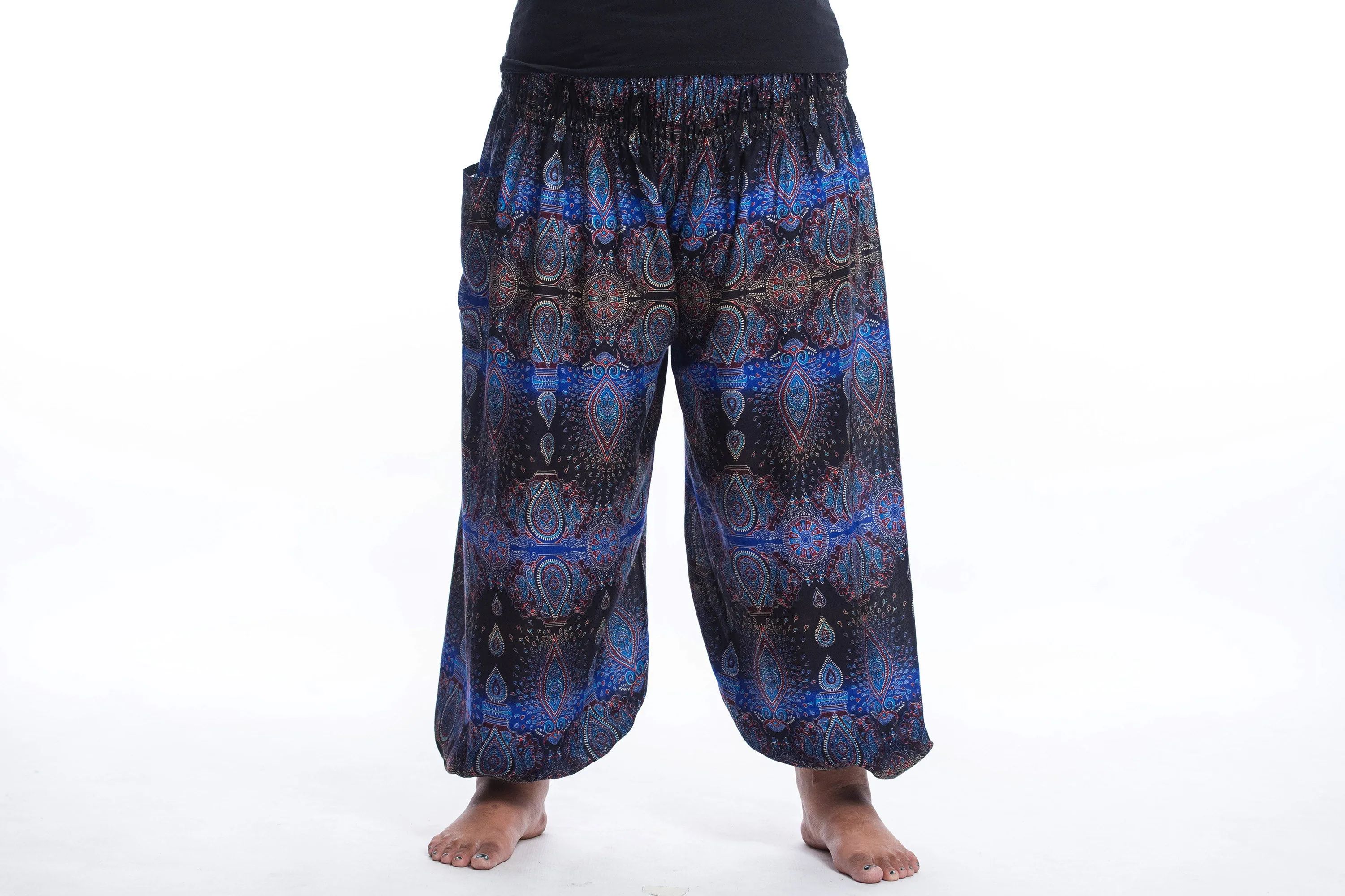 Plus Size Paisley Women's Harem Pants in Blue