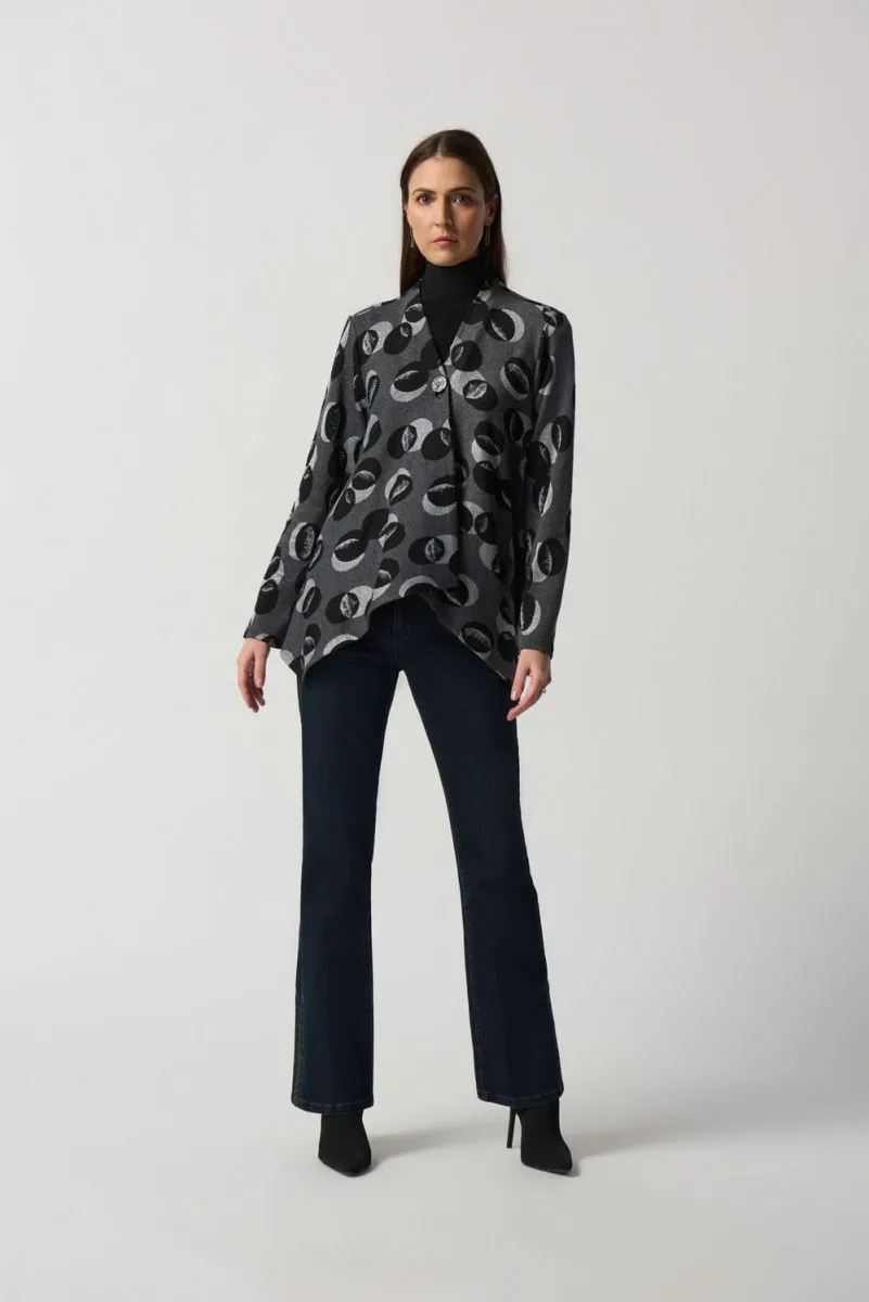 Polka Dot Knit Jacket - Grey