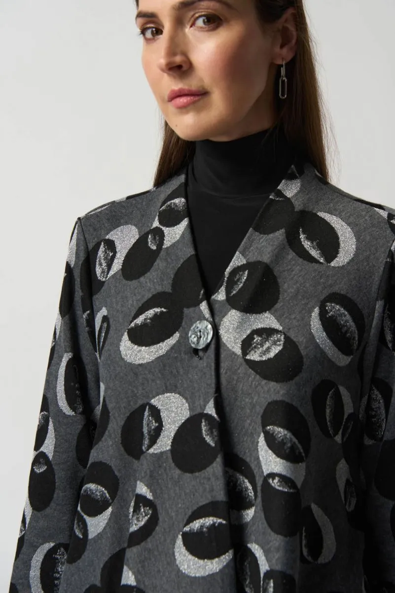 Polka Dot Knit Jacket - Grey