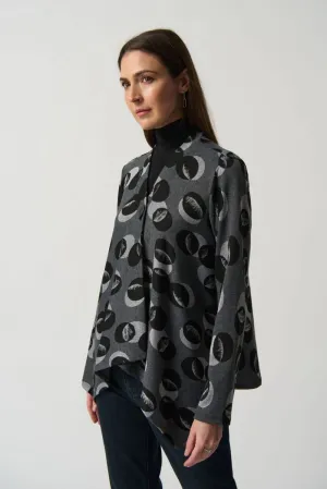 Polka Dot Knit Jacket - Grey