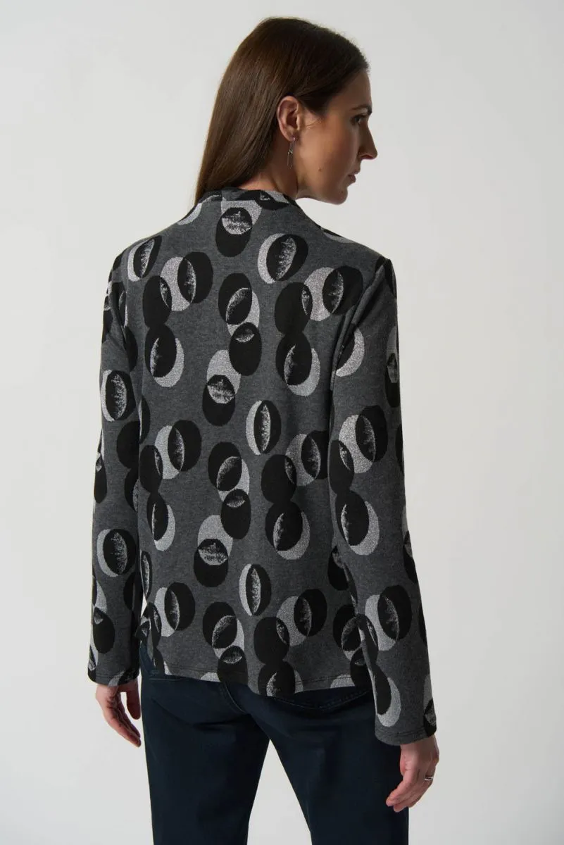 Polka Dot Knit Jacket - Grey