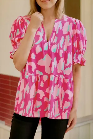Poppy Abstract Print Top