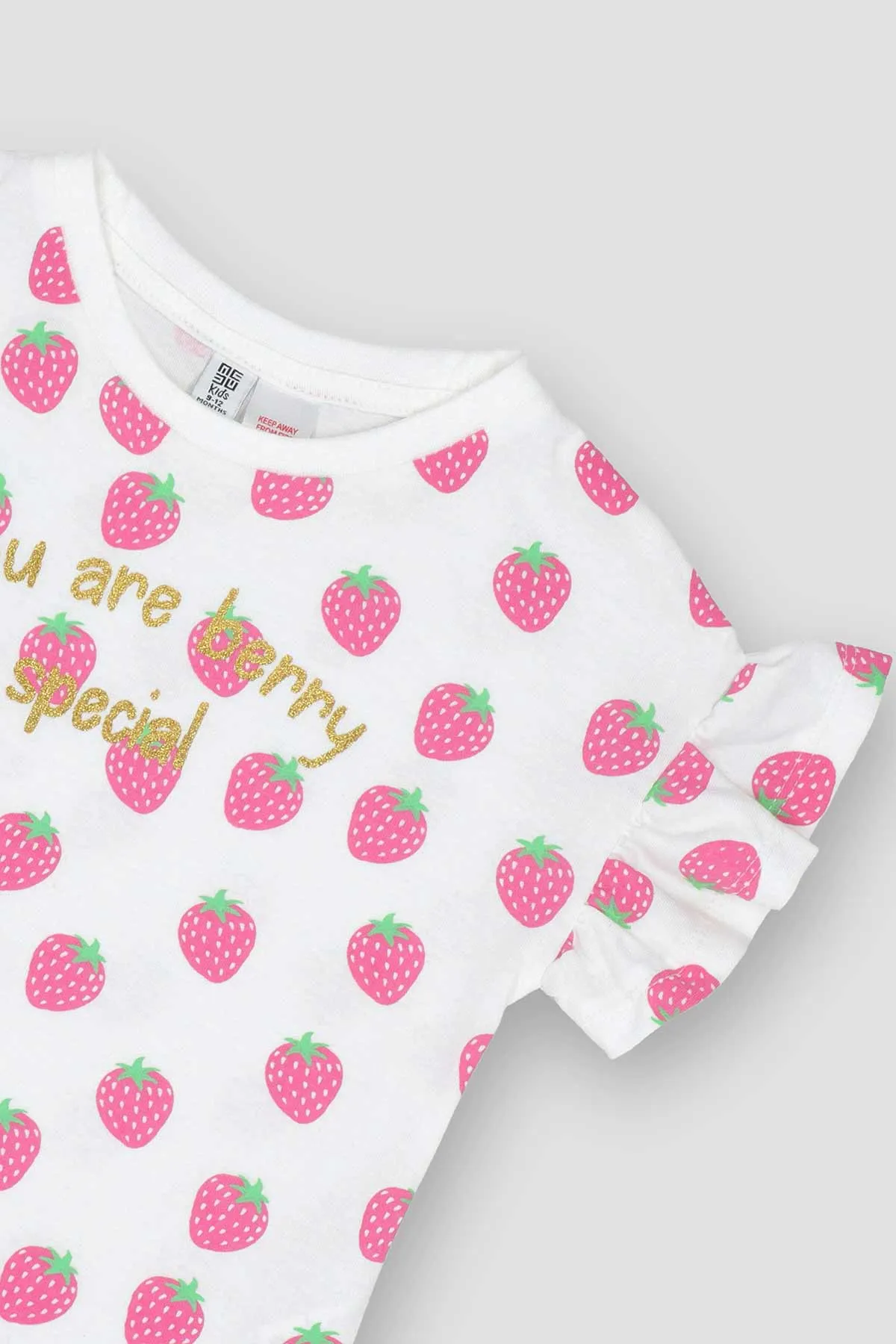Printed Berry Set For Baby Girl - White