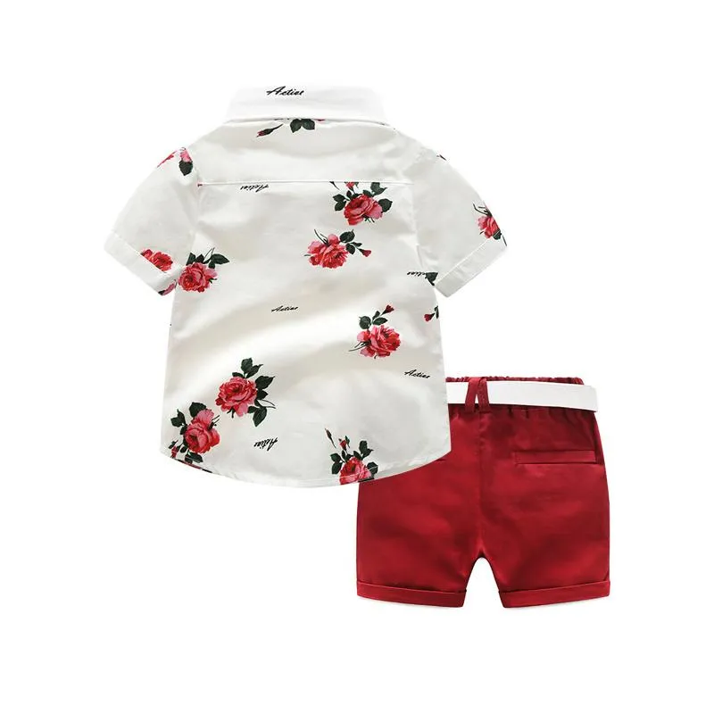 Red Floral Shirt Toddler Set