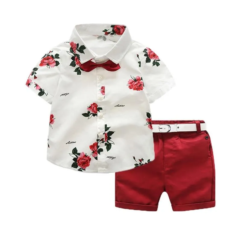 Red Floral Shirt Toddler Set