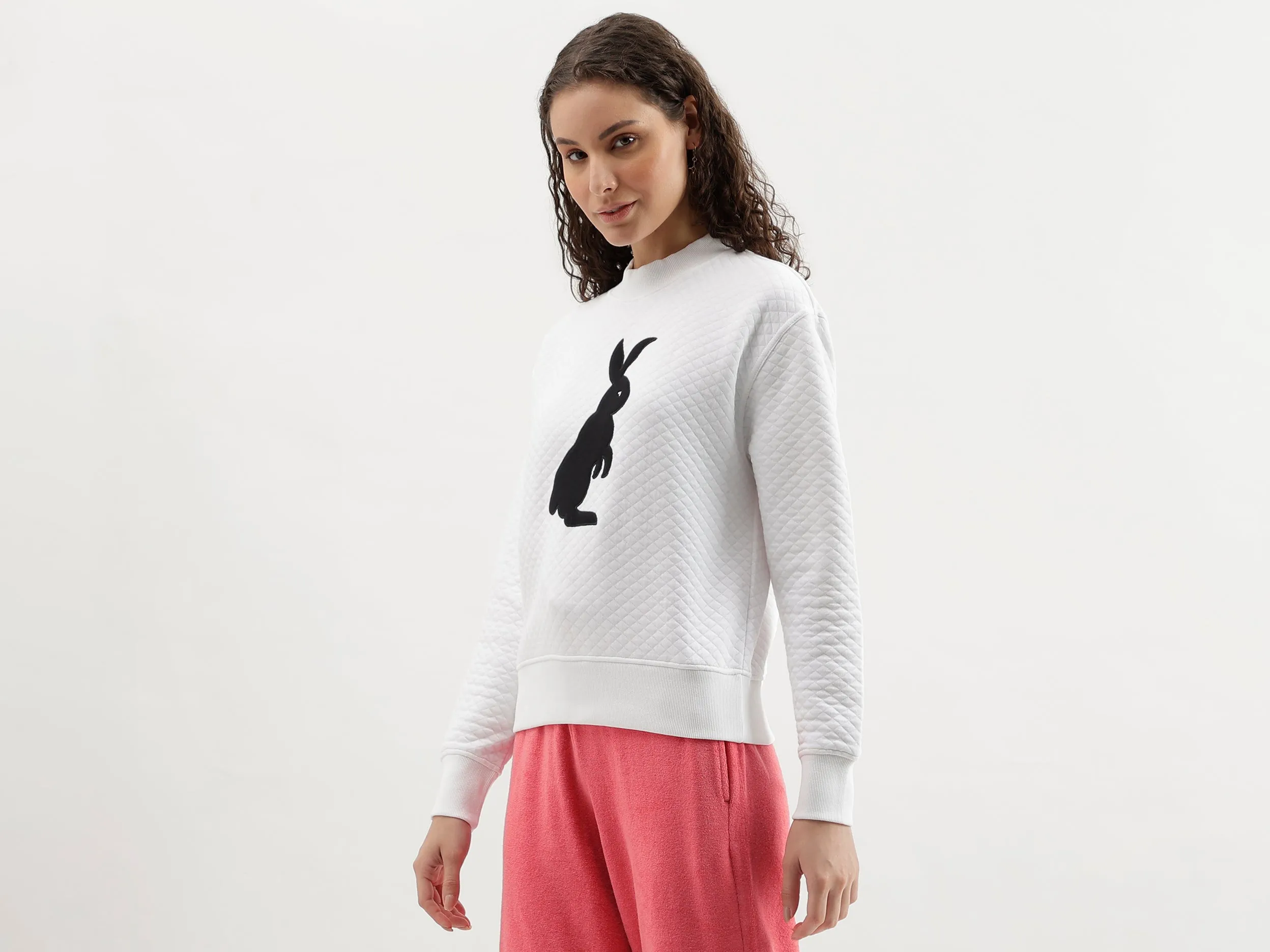 Regular Fit Round Neck Quilted Sweatshirt
