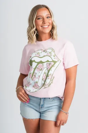 Rolling Stones floral lick t-shirt pink