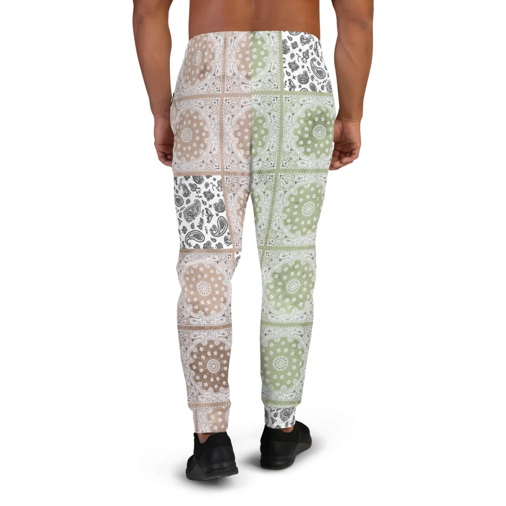 ROYAL ICONIC | Bandana Flag Patchwork Tie Dye Acid Wash Aether Pour Unisex Jogger Sweatpant HueMan Gang Half N' Half Olive Khaki