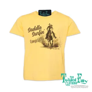 Saddle Surfin' Cowgirl Style - S/S Girls Youth Tee - Assorted Colors