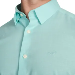 Semi-Casual Slim Fit Shirt with Cutaway Collar-Green- Honeydew