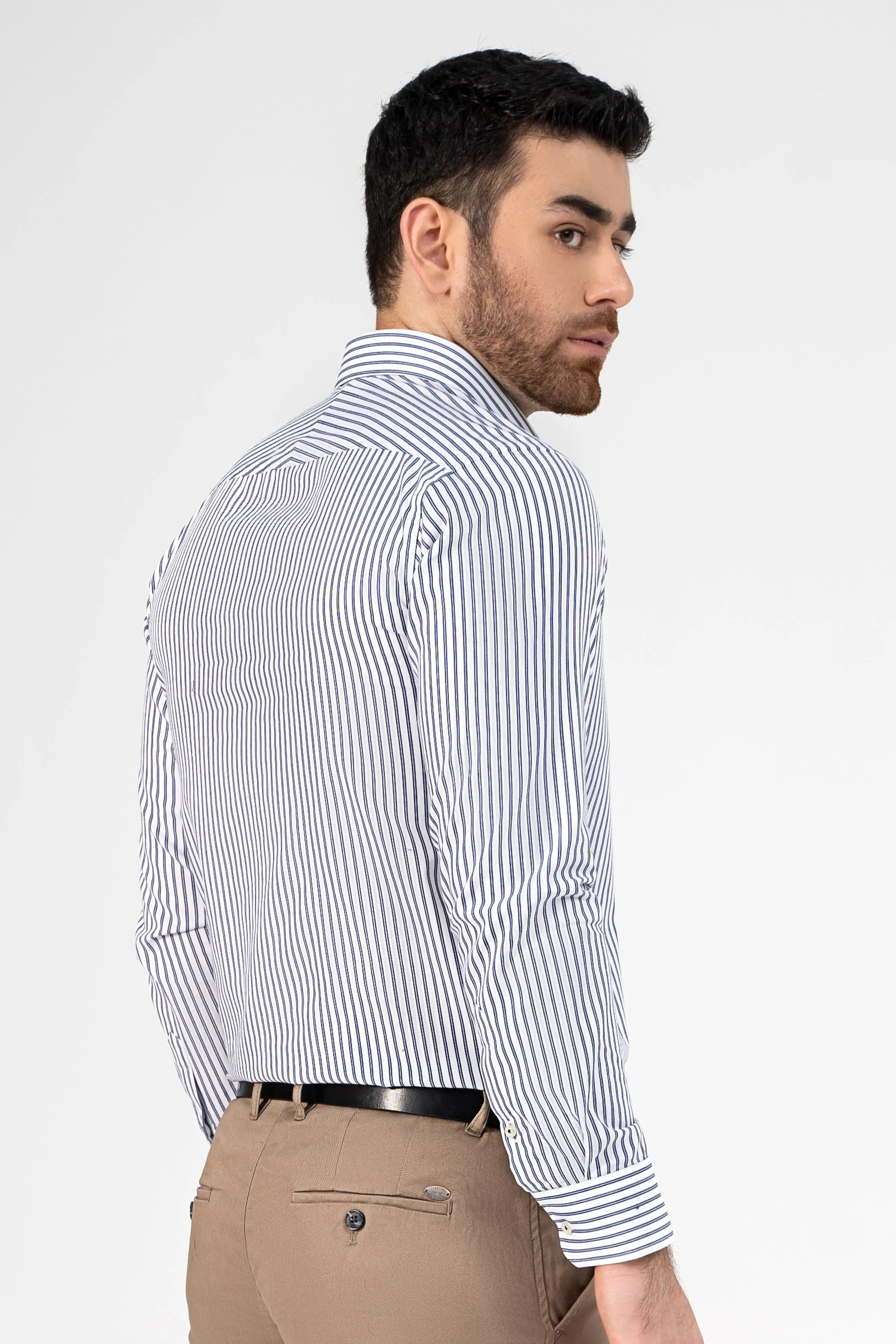 SEMI FORMAL SHIRT WHITE NAVY