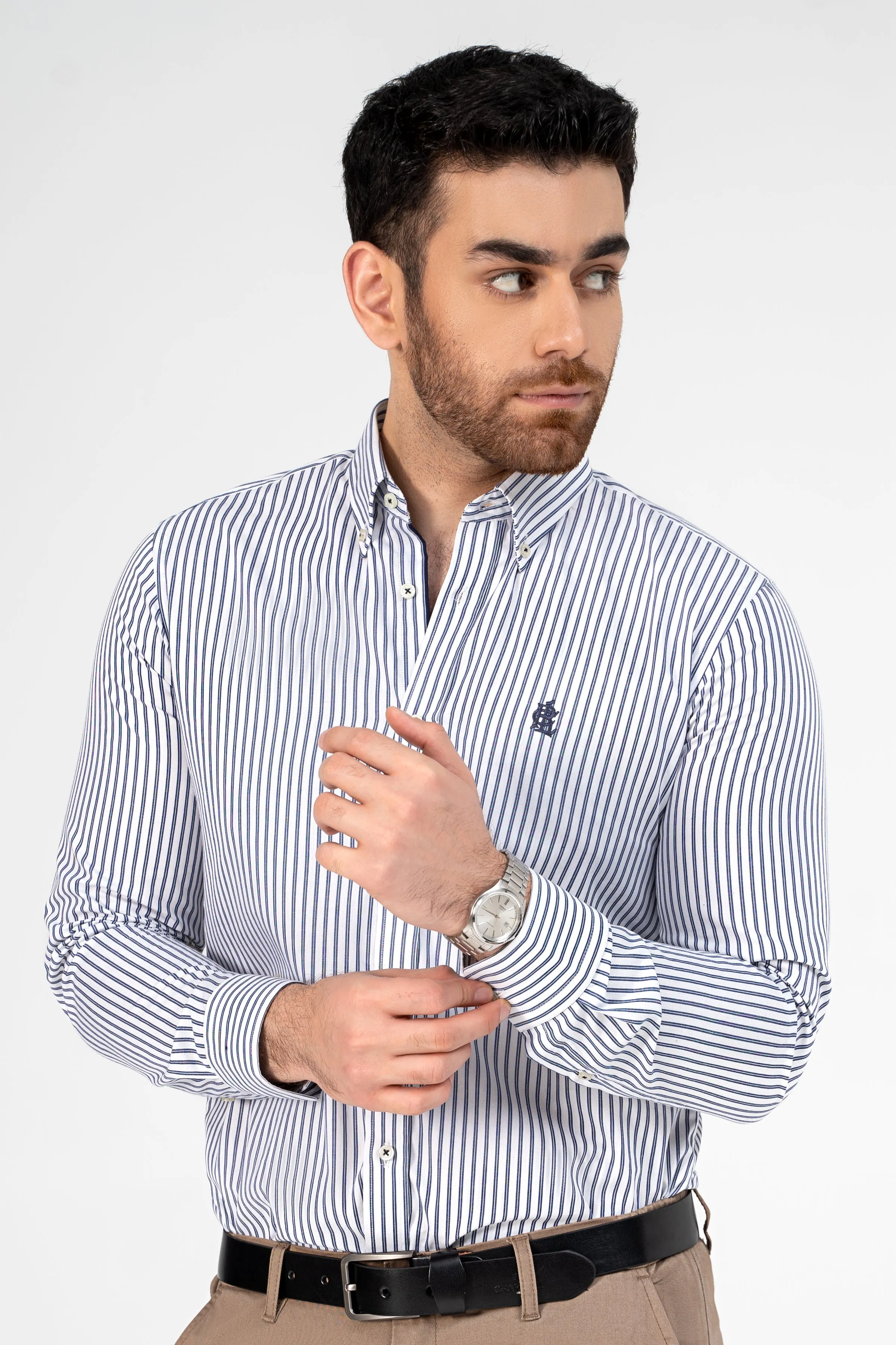 SEMI FORMAL SHIRT WHITE NAVY