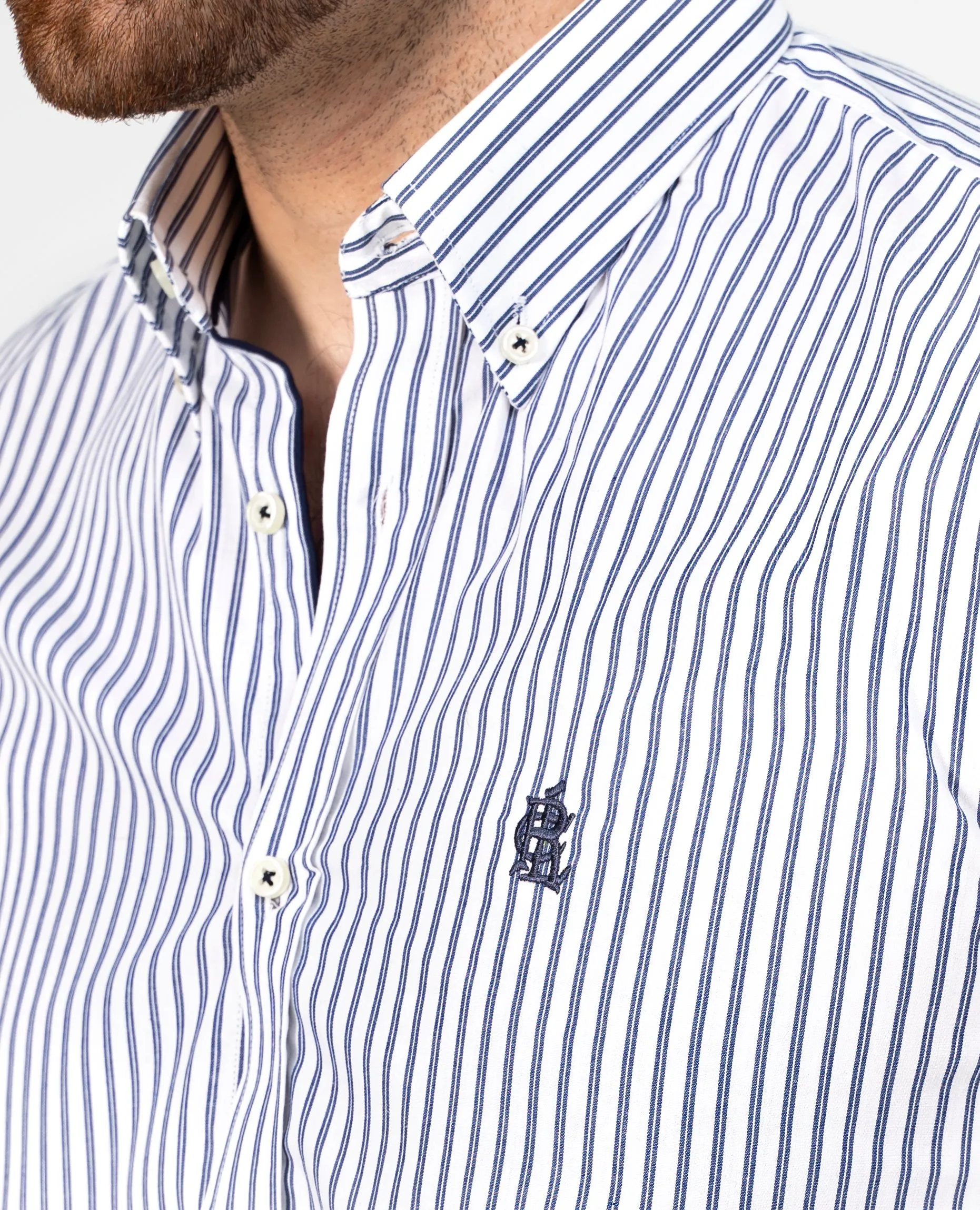 SEMI FORMAL SHIRT WHITE NAVY
