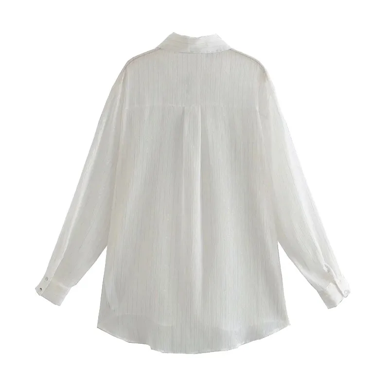 SEMI SHEER STRIPED SHIRT