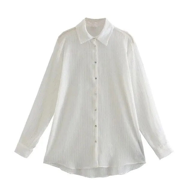 SEMI SHEER STRIPED SHIRT