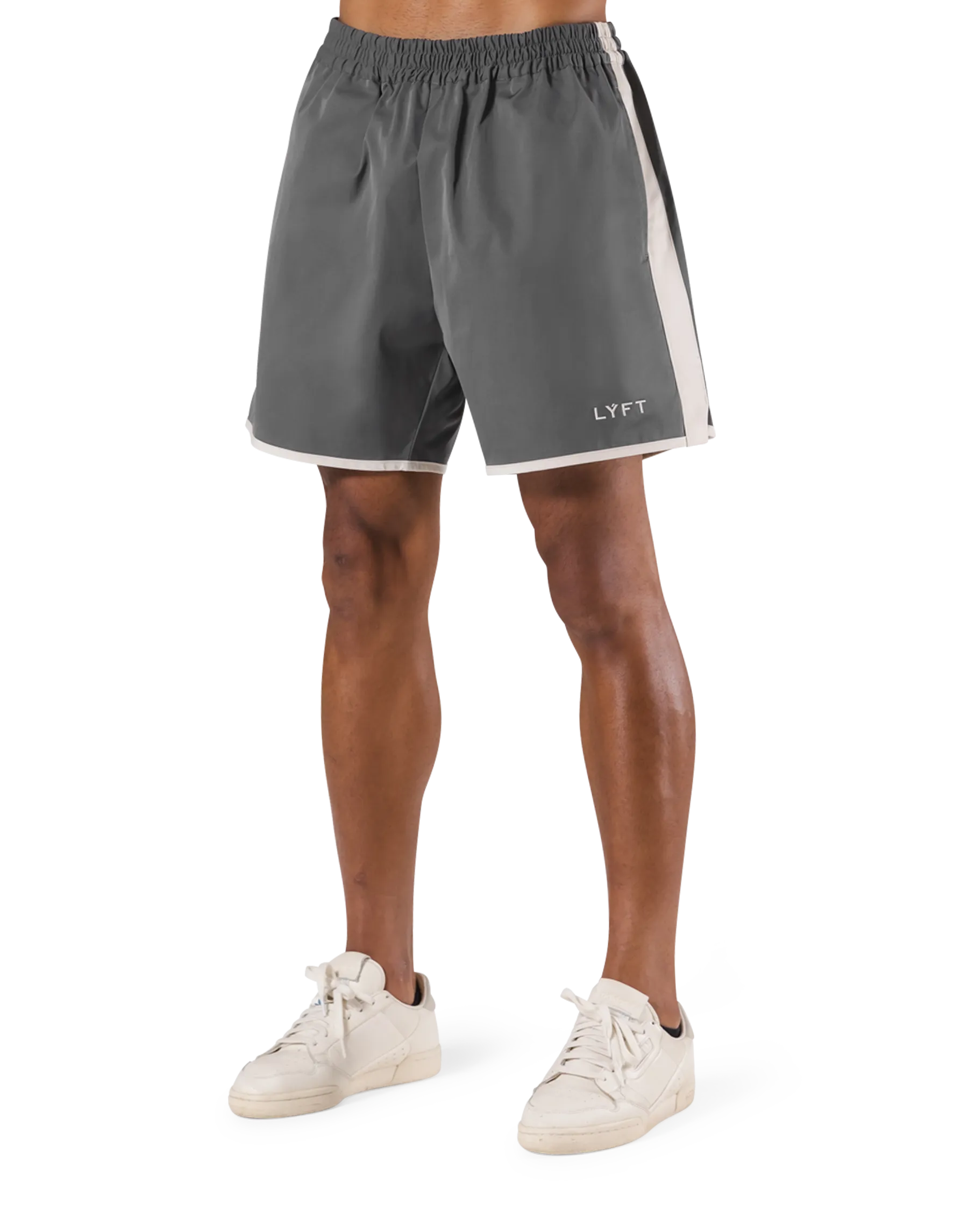 Side Pattern Wide Shorts - Grey