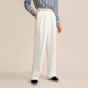 Silk Wide Leg Casual  Pants for Women Premium 40 Momme Heavy Silk Elastic Waist Trousers