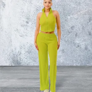 Sleeveless Wide Leg Pants Lightweight Set