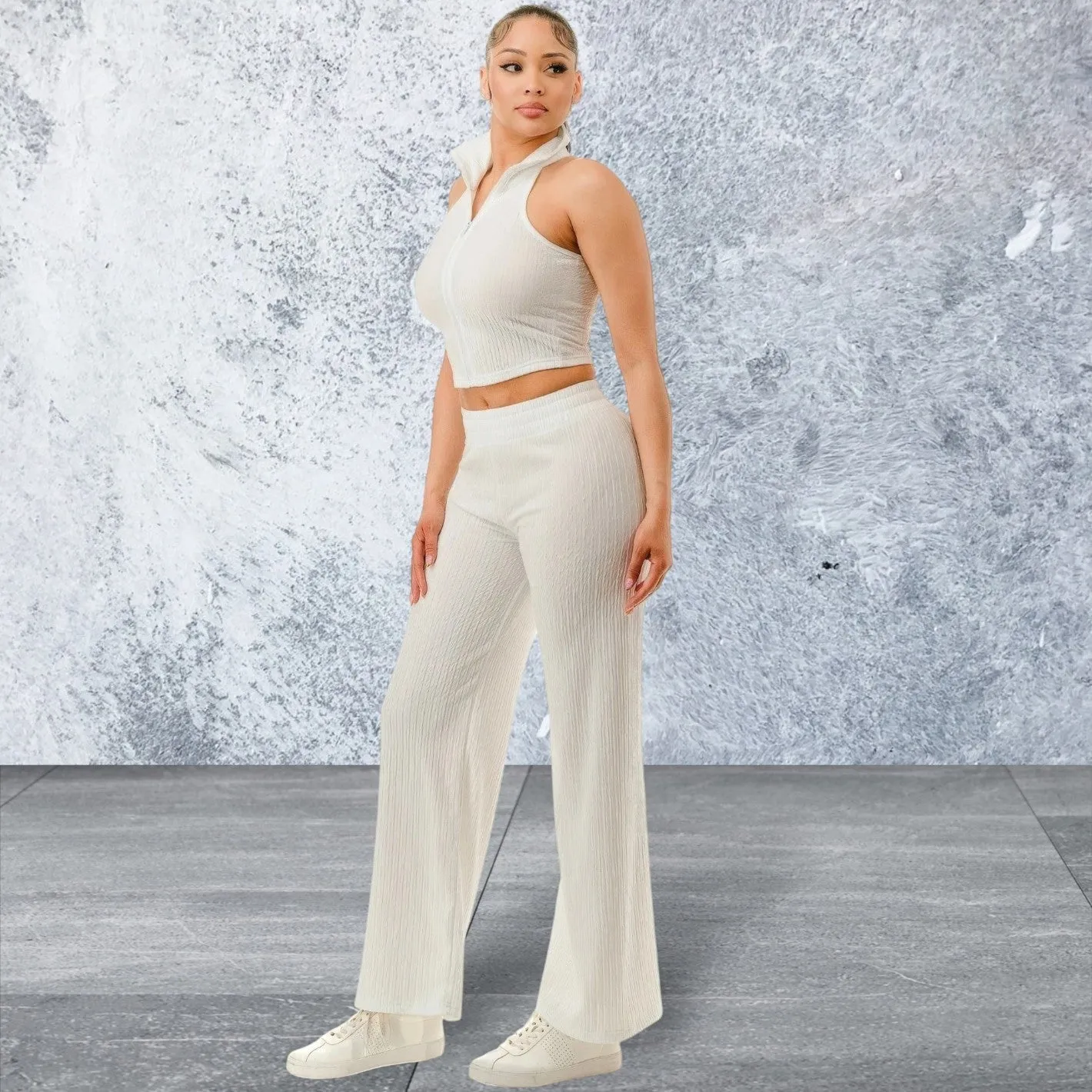 Sleeveless Wide Leg Pants Lightweight Set