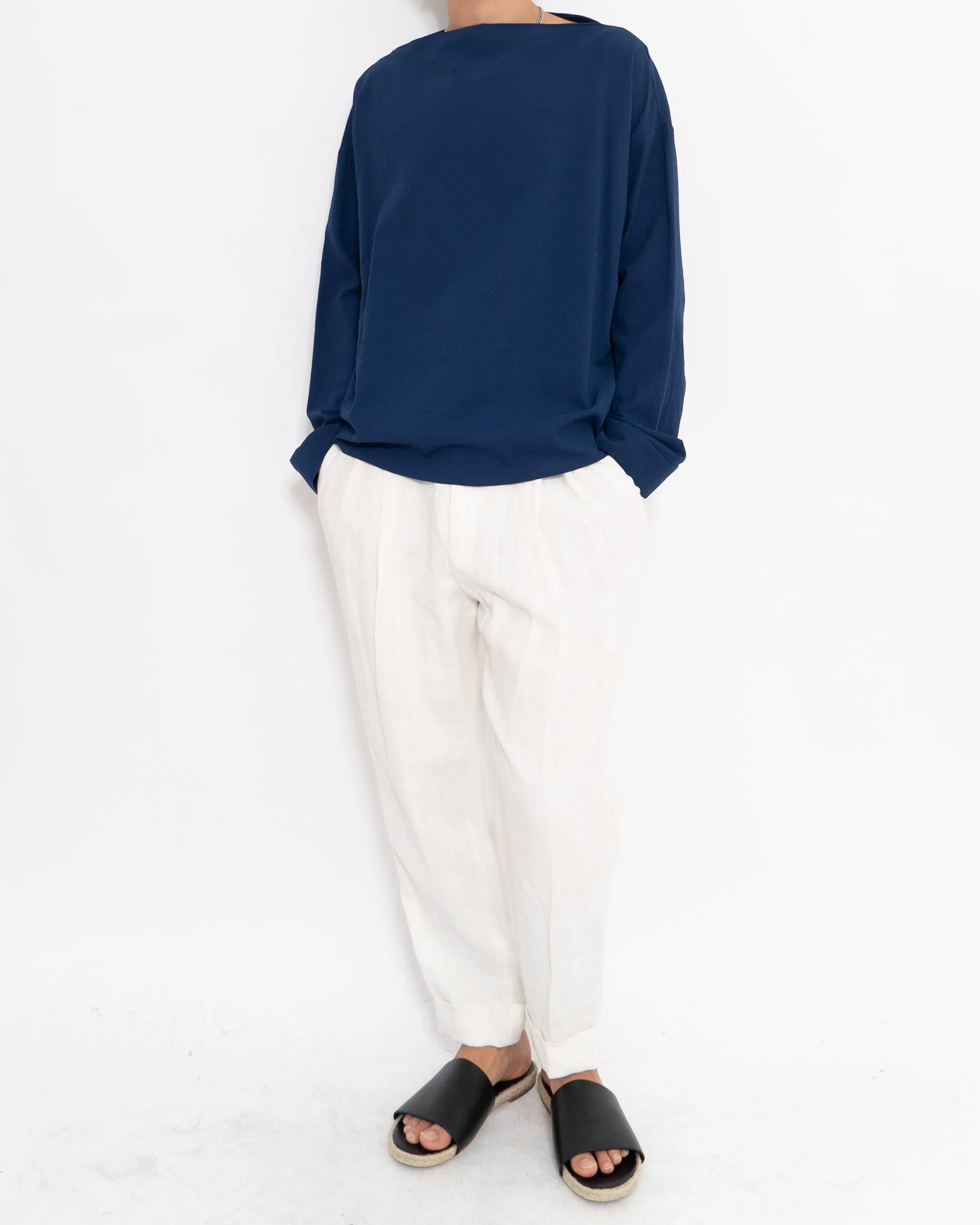 SS17 Cigue Blue Boat Neck Shirt Sample